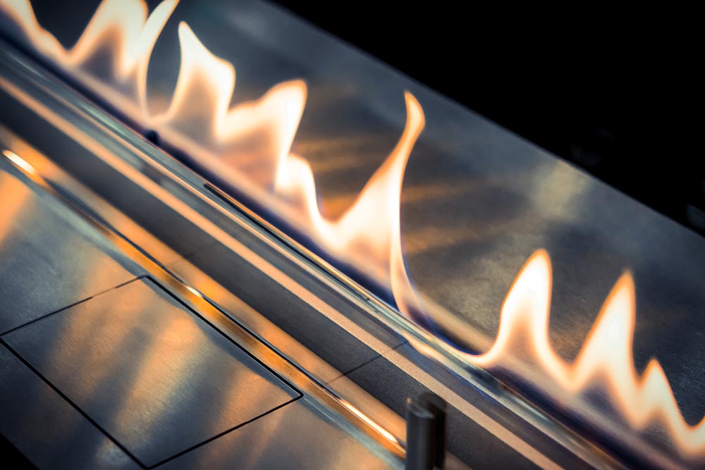 Modern bio fireplot fireplace on ethanol gas.